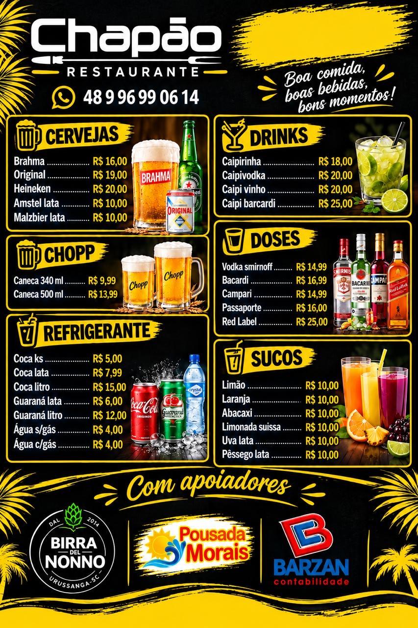 Cardápio de Bebidas do Chapão